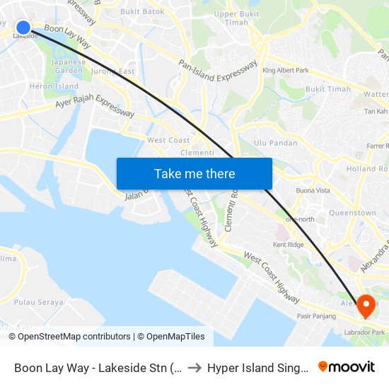 Boon Lay Way - Lakeside Stn (28091) to Hyper Island Singapore map