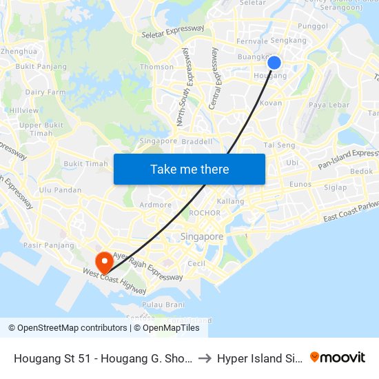 Hougang St 51 - Hougang G. Shop Mall (64441) to Hyper Island Singapore map