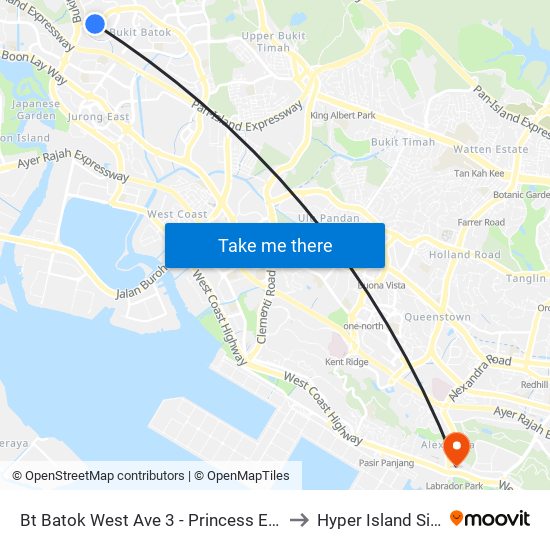 Bt Batok West Ave 3 - Princess E Pr Sch (43341) to Hyper Island Singapore map