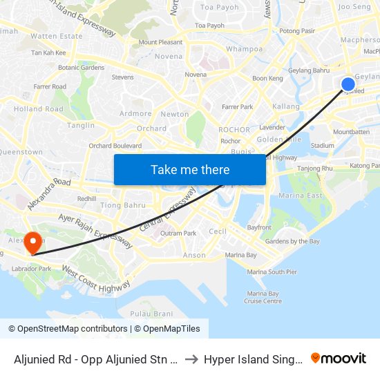 Aljunied Rd - Opp Aljunied Stn (81081) to Hyper Island Singapore map