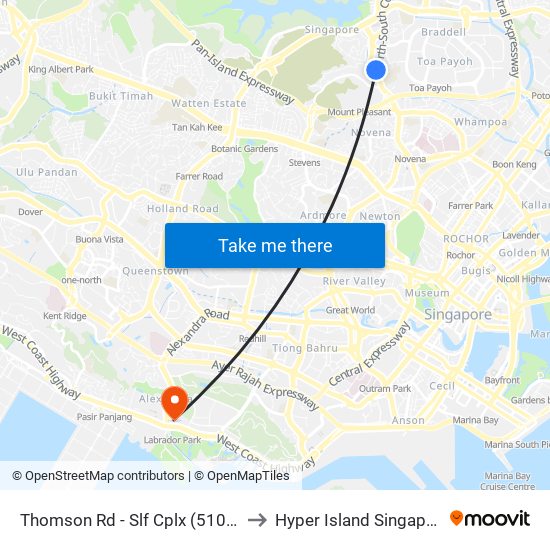 Thomson Rd - Slf Cplx (51049) to Hyper Island Singapore map