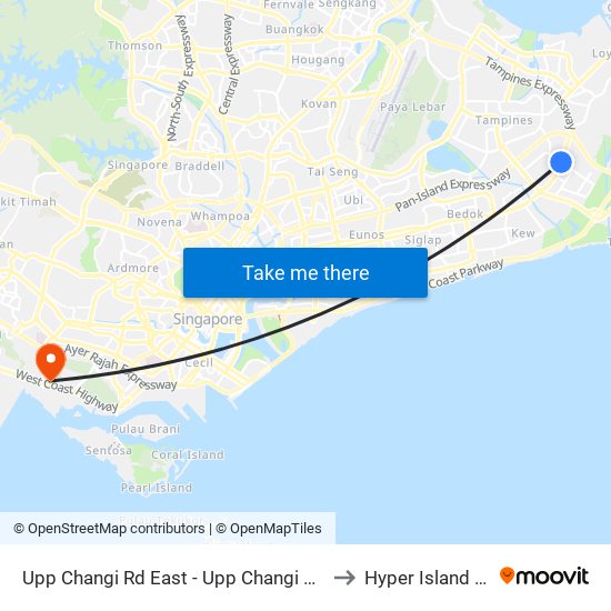 Upp Changi Rd East - Upp Changi Stn/Opp Sutd (96041) to Hyper Island Singapore map