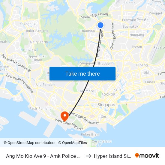 Ang Mo Kio Ave 9 - Amk Police Div Hq (55301) to Hyper Island Singapore map