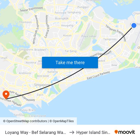 Loyang Way - Bef Selarang Way (97091) to Hyper Island Singapore map