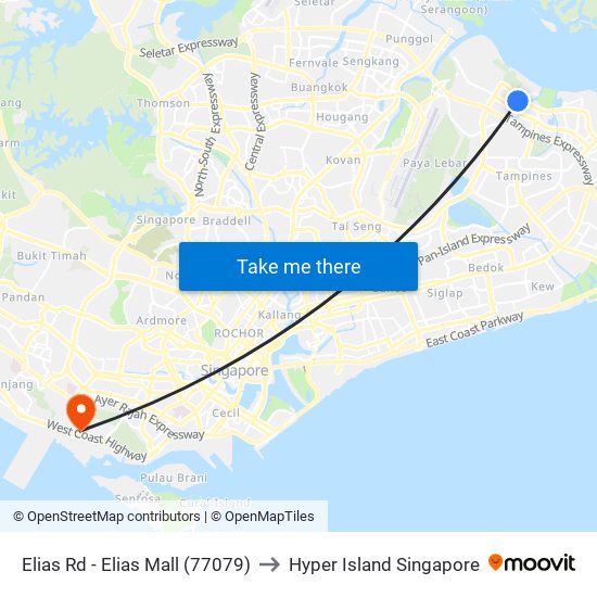 Elias Rd - Elias Mall (77079) to Hyper Island Singapore map