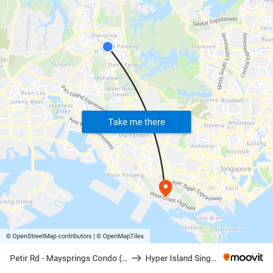 Petir Rd - Maysprings Condo (44859) to Hyper Island Singapore map