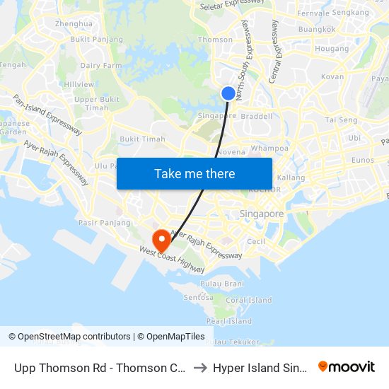 Upp Thomson Rd - Thomson Cc (53039) to Hyper Island Singapore map