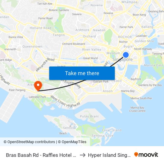 Bras Basah Rd - Raffles Hotel (02049) to Hyper Island Singapore map