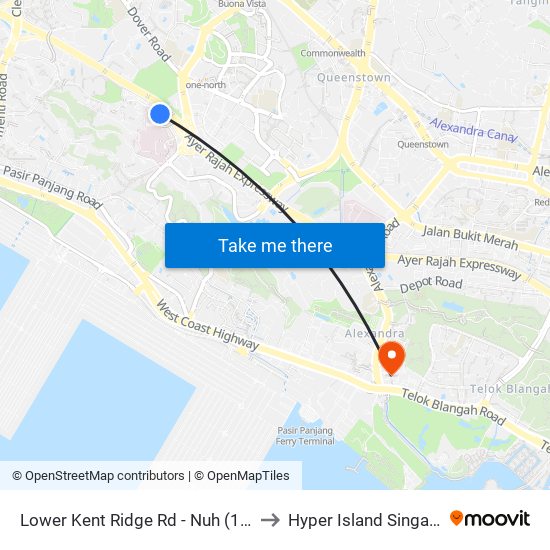 Lower Kent Ridge Rd - Nuh (18221) to Hyper Island Singapore map