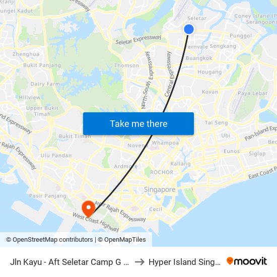 Jln Kayu - Aft Seletar Camp G (68119) to Hyper Island Singapore map