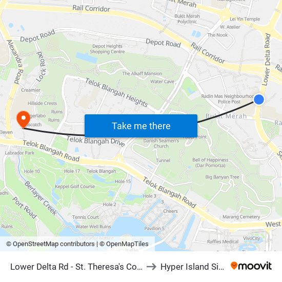 Lower Delta Rd - St. Theresa's Convent (14031) to Hyper Island Singapore map