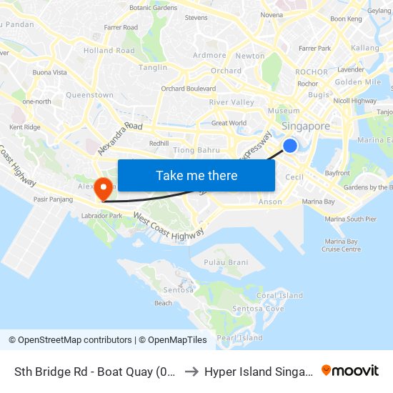 Sth Bridge Rd - Boat Quay (05029) to Hyper Island Singapore map