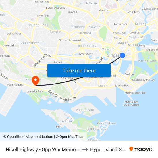 Nicoll Highway - Opp War Memorial Pk (02119) to Hyper Island Singapore map