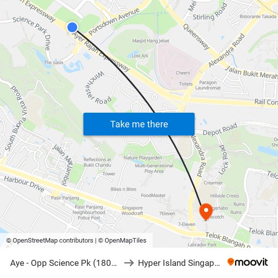 Aye - Opp Science Pk (18049) to Hyper Island Singapore map