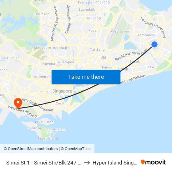 Simei St 1 - Simei Stn/Blk 247 (96149) to Hyper Island Singapore map
