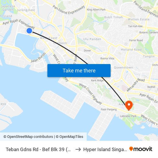 Teban Gdns Rd - Bef Blk 39 (20201) to Hyper Island Singapore map