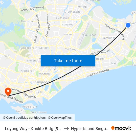 Loyang Way - Krislite Bldg (98121) to Hyper Island Singapore map