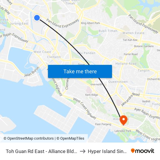 Toh Guan Rd East - Alliance Bldg (28671) to Hyper Island Singapore map
