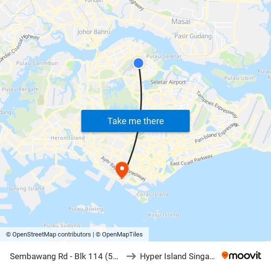 Sembawang Rd - Blk 114 (57129) to Hyper Island Singapore map