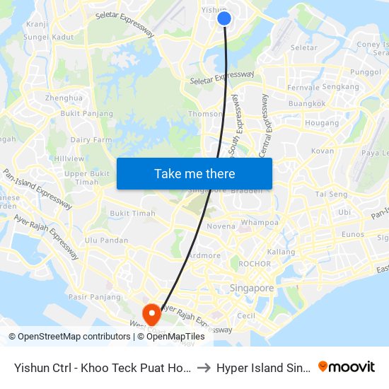 Yishun Ctrl - Khoo Teck Puat Hosp (59341) to Hyper Island Singapore map