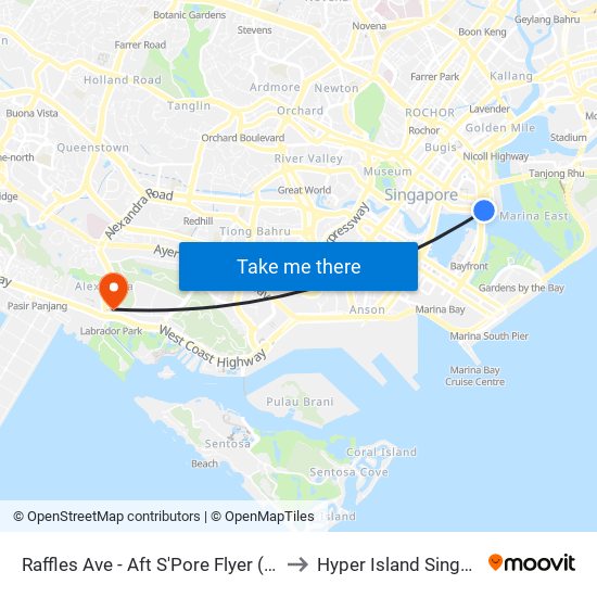 Raffles Ave - Aft S'Pore Flyer (02101) to Hyper Island Singapore map
