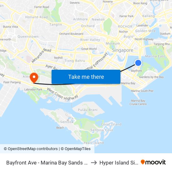 Bayfront Ave - Marina Bay Sands Theatre (03501) to Hyper Island Singapore map