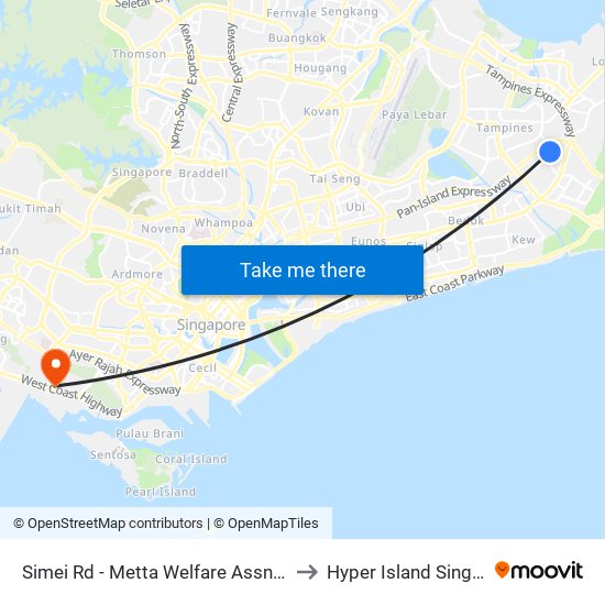 Simei Rd - Metta Welfare Assn (96121) to Hyper Island Singapore map