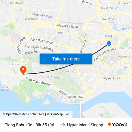 Tiong Bahru Rd - Blk 55 (06051) to Hyper Island Singapore map