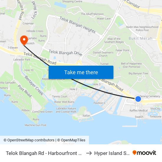 Telok Blangah Rd - Harbourfront Stn Exit A (14129) to Hyper Island Singapore map