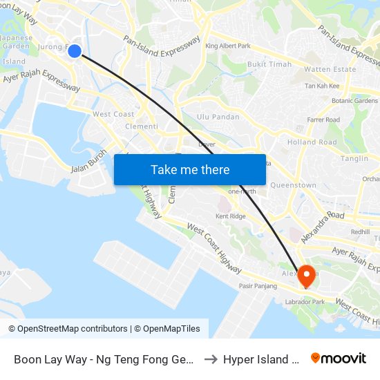 Boon Lay Way - Ng Teng Fong General Hosp (28059) to Hyper Island Singapore map