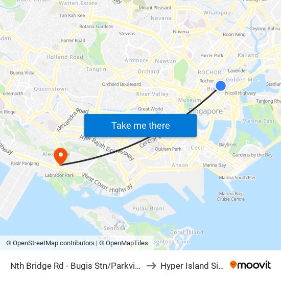 Nth Bridge Rd - Bugis Stn/Parkview Sq (01139) to Hyper Island Singapore map