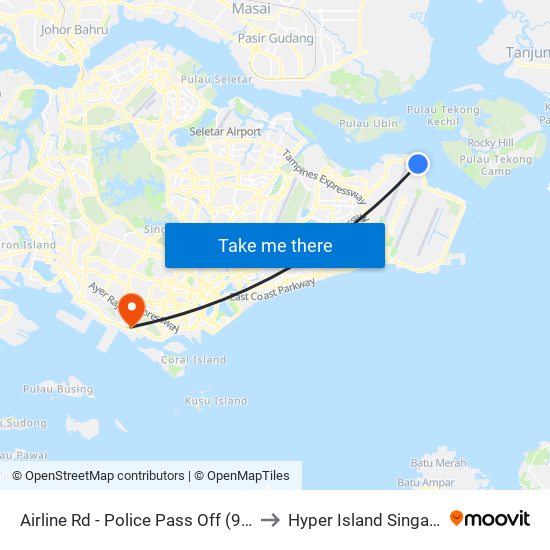 Airline Rd - Police Pass Off (95131) to Hyper Island Singapore map