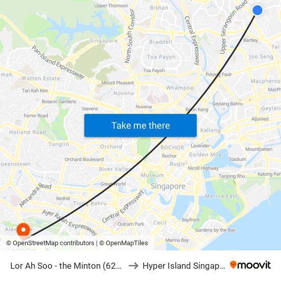 Lor Ah Soo - the Minton (62229) to Hyper Island Singapore map