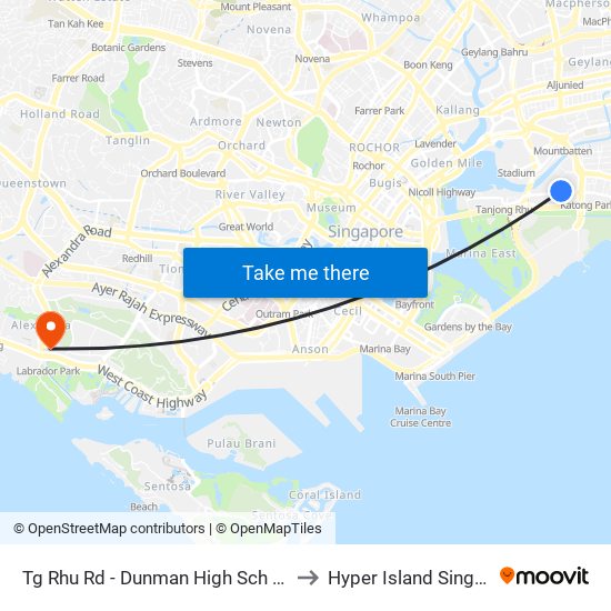 Tg Rhu Rd - Dunman High Sch (90061) to Hyper Island Singapore map