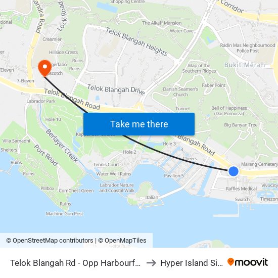 Telok Blangah Rd - Opp Harbourfront Int (14121) to Hyper Island Singapore map