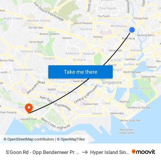 S'Goon Rd - Opp Bendemeer Pr Sch (60141) to Hyper Island Singapore map
