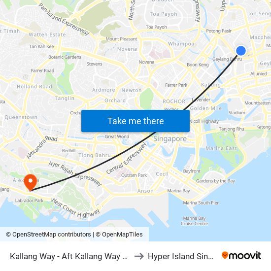 Kallang Way - Aft Kallang Way 1 (70321) to Hyper Island Singapore map