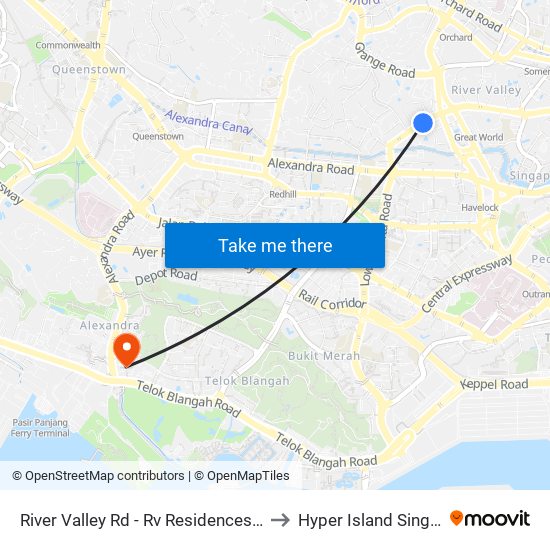 River Valley Rd - Rv Residences (13069) to Hyper Island Singapore map