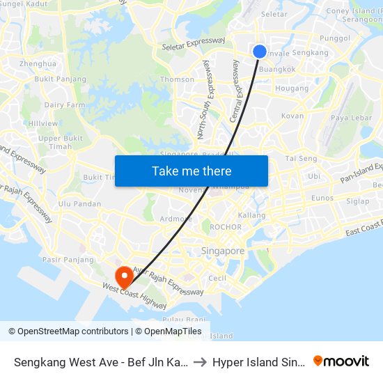 Sengkang West Ave - Bef Jln Kayu (68011) to Hyper Island Singapore map