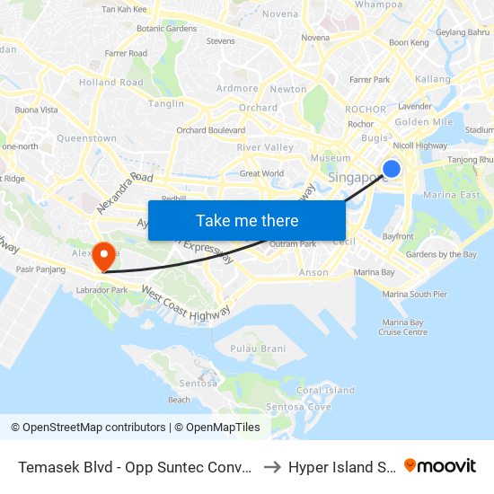 Temasek Blvd - Opp Suntec Convention Ctr (02159) to Hyper Island Singapore map