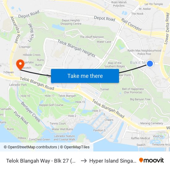 Telok Blangah Way - Blk 27 (14291) to Hyper Island Singapore map