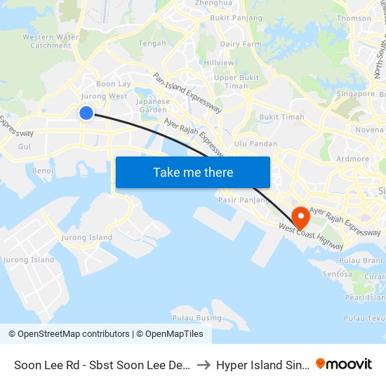 Soon Lee Rd - Sbst Soon Lee Depot (22191) to Hyper Island Singapore map