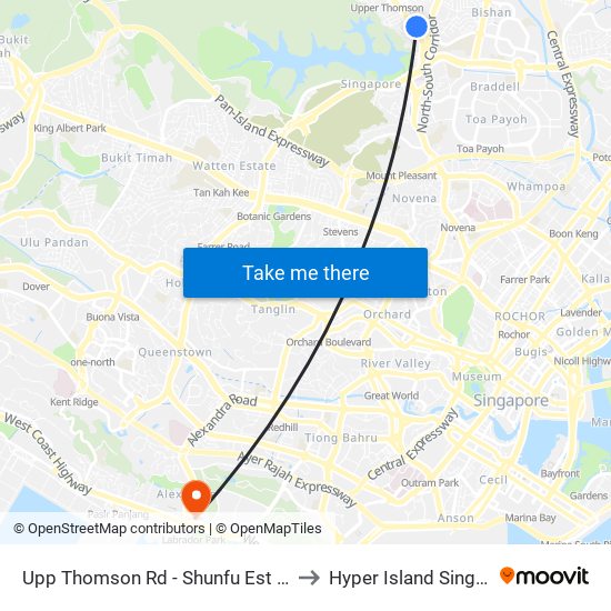 Upp Thomson Rd - Shunfu Est (53029) to Hyper Island Singapore map