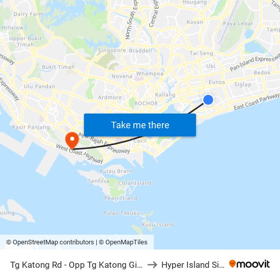 Tg Katong Rd - Opp Tg Katong Girls' Sch (82071) to Hyper Island Singapore map