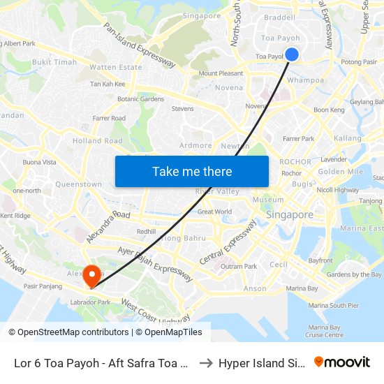 Lor 6 Toa Payoh - Aft Safra Toa Payoh (52321) to Hyper Island Singapore map