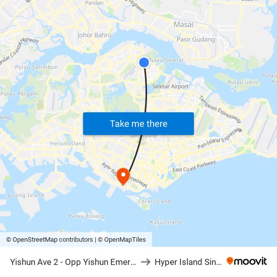 Yishun Ave 2 - Opp Yishun Emerald (59529) to Hyper Island Singapore map