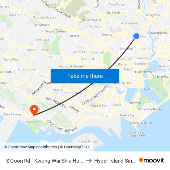 S'Goon Rd - Kwong Wai Shiu Hosp (60101) to Hyper Island Singapore map