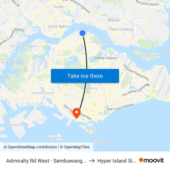 Admiralty Rd West - Sembawang Camp (58141) to Hyper Island Singapore map