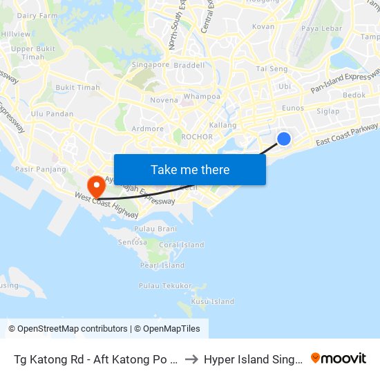 Tg Katong Rd - Aft Katong Po (92161) to Hyper Island Singapore map