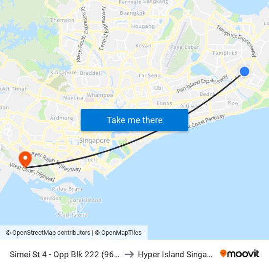 Simei St 4 - Opp Blk 222 (96299) to Hyper Island Singapore map